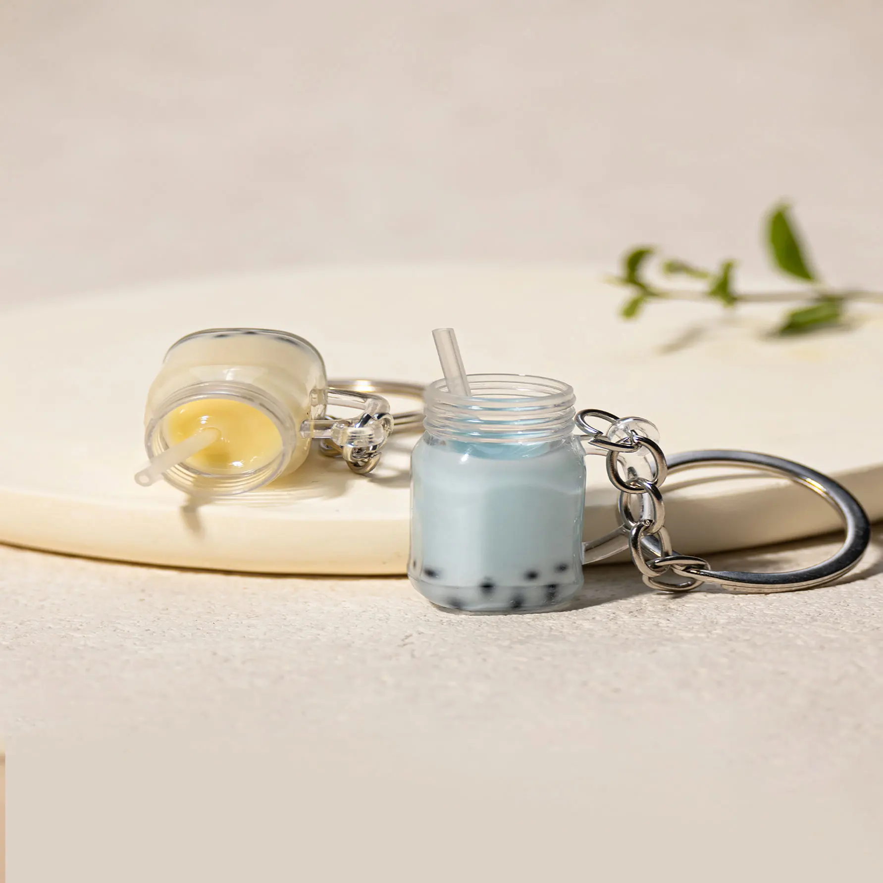 Adorable Mini Boba Milk Tea Keychain - Kawaii Bubble Tea Key Ring Gift