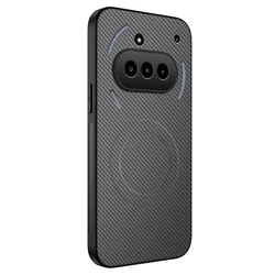 Carbon Fiber Texture Magnetic Case - Matte Shockproof Soft Frame Cover with MagSafe Compatibility for Nothing Phone 3A Pro (Grey)