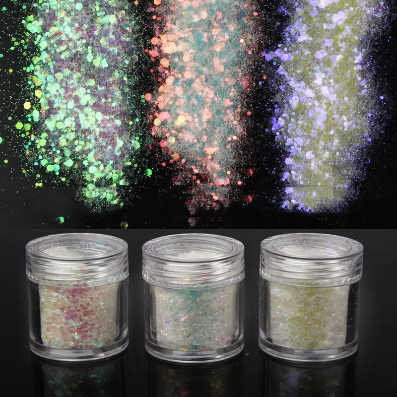 50g Laser Nail Glitters Mix 4 Colour Holographic Iridescent Glitter for Nail art Design Rainbow Glitters DIY Glitter Powder