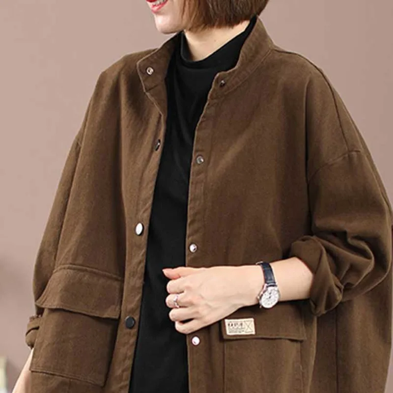 

Vintage Long Sleeve Single Breasted Jacket Streetwear Clothing Design Comfortable Fashion Harajuku O Neck Tops Spring Autumn