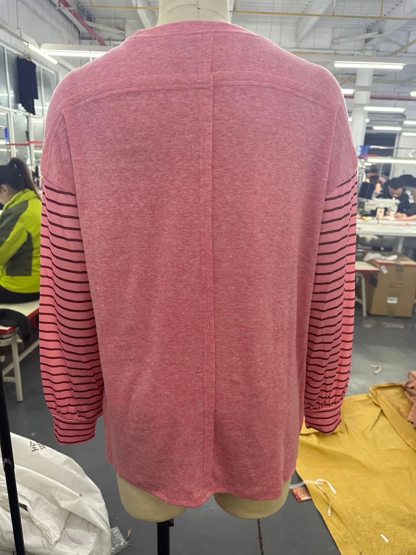 Women Striped Print Loose Pullover Long Sleeve T-shirt