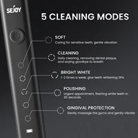 Sejoy Sonic Electric Toothbrush for Adults Rechargeable Sonic Toothbrush 5 Modes Smart Timer 10 Brush Heads 2