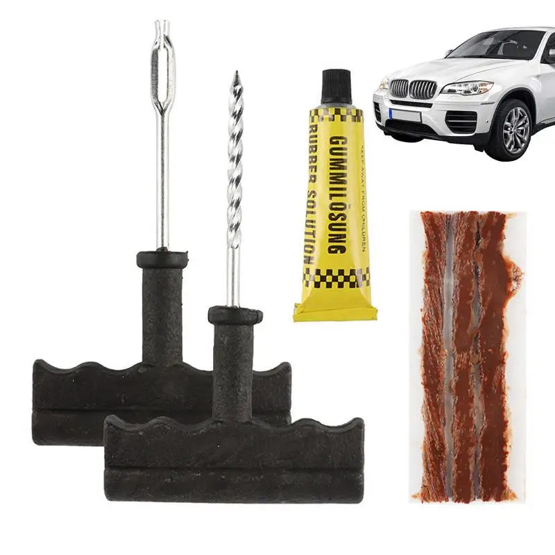 

Car Tire Repair Kit Convenient And Easy To Use Flat Tire Puncture Repair Kit For Cars Motorcycles ATVs SUVs RVs & Battery Cars