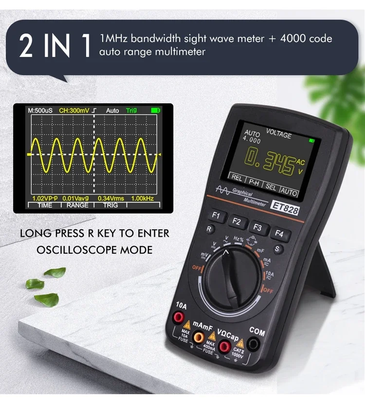

Intelligent Graphical Digital Oscilloscope Multimeter 2 in 1 With 2.4 Inches Color Screen 1MHz Bandwidth 2.5Msps Sampling Rate F