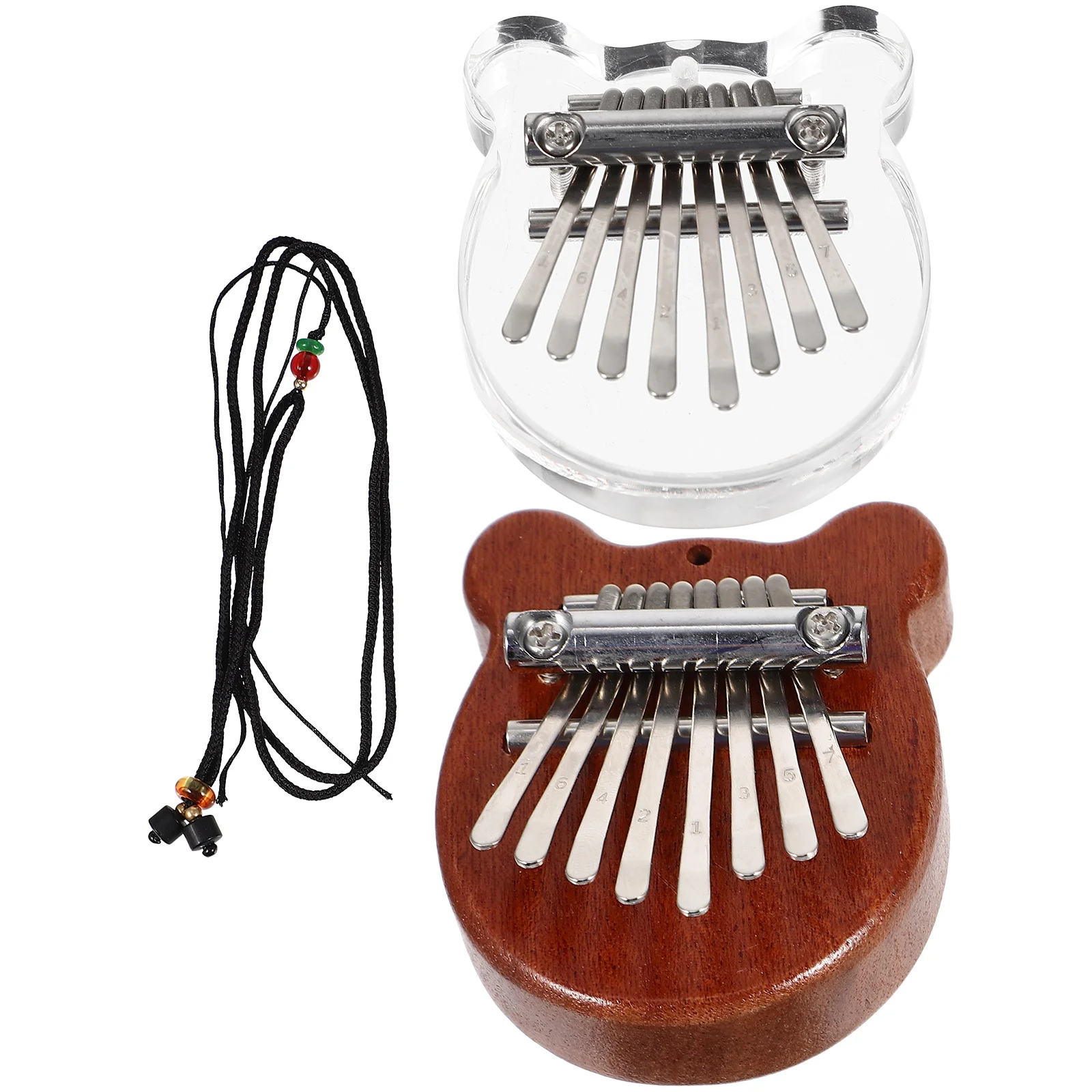2 Pcs Miniature 8 Tone Thumb Instruments Portable Kalimba Cute Cartoon Kids Music Plaything Beginner Finger Mini