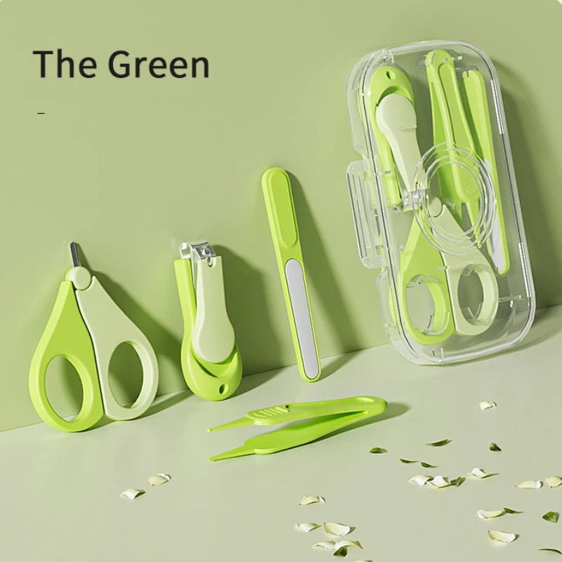 4pcs/set Baby Nail Trimmer Health Care Kits Nail Care Set Infant Finger Trimmer Scissors Clippers Storage Box