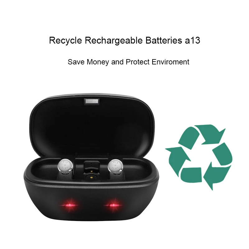 Hearing Aid Batteries 13 A13 13A P13 PR48 with Charging Case Rechargeable Cell Button Battery for BTE Hearing Aids Amplifiers - 2