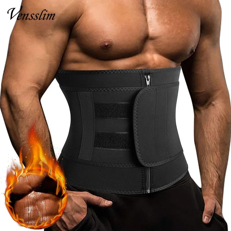 Vensslim Sauna Workout Waist Trainer Trimmer Men Weight Loss Neoprene Body Shaper Sweat Belly Belt Adjustable Straps Corset body shaper,waist trainer