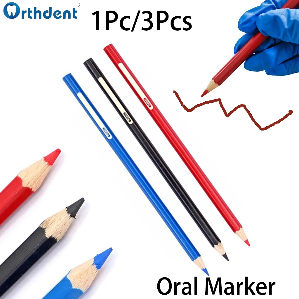 1Pc3PcsDentalOralMarkerPenWoodIntraoralMarkerRedBlueBlack