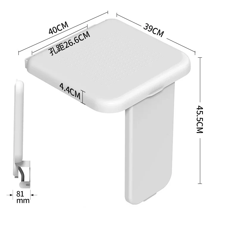 Bathroom folding stool shower seat Wall mounted stool elderly bath chair invisible porch shoes stool 40*39*45.5 cm bearing 220kg 6