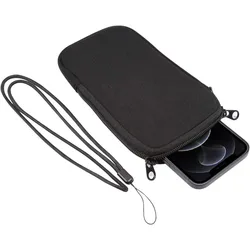 Universal Neoprene Shockproof Travel Pouch - Portable Solid Color Phone Storage Bag (Black)
