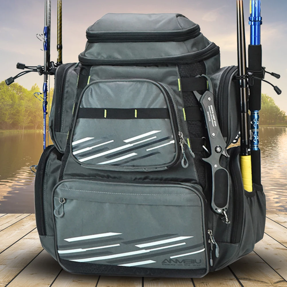 Fishing Sling Bag with Rod Holder Outdoor Shoulder Backpack Waterproof  Fishing Tackle Backpack Large Capacity for Camping Hiking