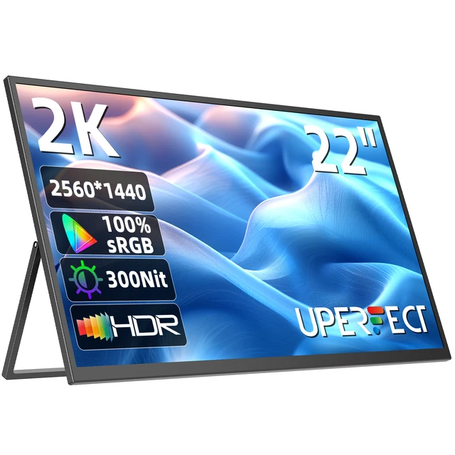 UPERFECT UMax 22 Computer Display 22inch Monitor 2K 1440P 100% sRGB IPS Screen w/ Stand For Laptop PC Mac Phone PS5 Game Console