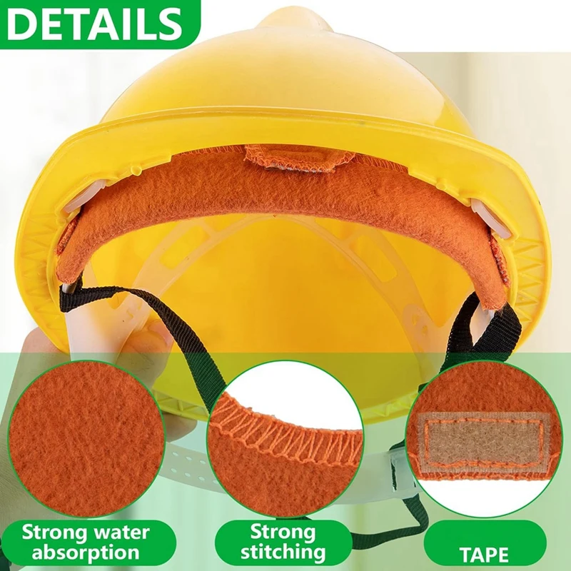 ABUP-Hard Hat Sweatband- Cotton Washable Hard Hat Self Adhesive Sweat Band Liner Reusable Hard Helmet Sweat Pads
