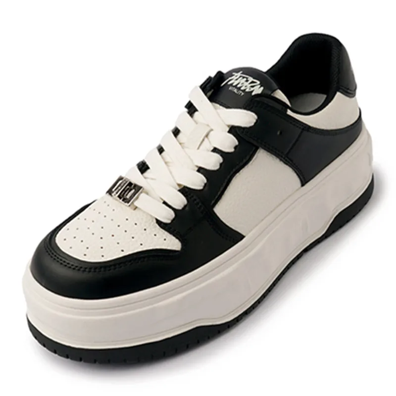 

Женские кроссовки из натуральной кожи ENMAYER, Модные Разноцветные Повседневные студенческие туфли на плоской платформе со шнуровкой для весны и лета