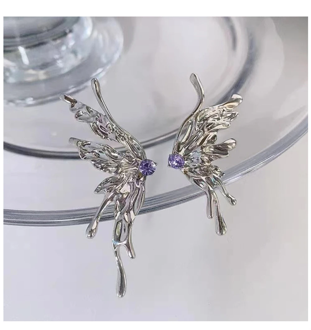 

LUOLER 1 пара новые асимметричные серьги-бабочки из сплава для женщин винтажные холодные серьги-гвоздики Висячие серьги ювелирные изделия