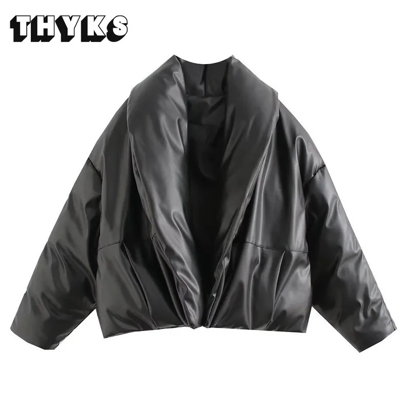 

Autumn Winter Warm Cotton Clothing Women Temperament Lapel Collar Solid Loose Cardigan Cotton Coat Casual Simple Female Top