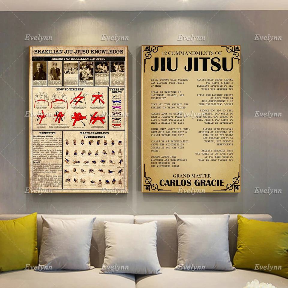12 Comandi Di Jiu-Jitsu Di Robert Gracie - Grand Master James Gracie - Brazilian Jiu Jitsu Print Wall Decor Canvas Poster