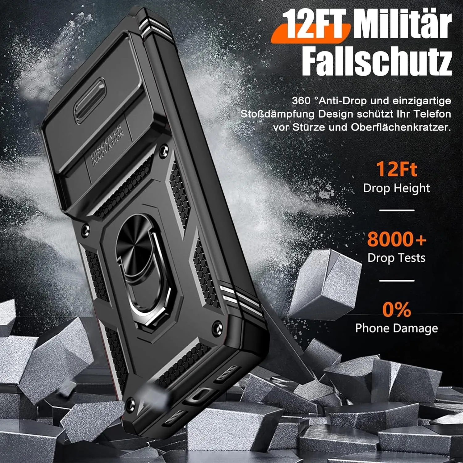 Rugged Military Grade Shockproof Case with Kickstand and Camera Slide