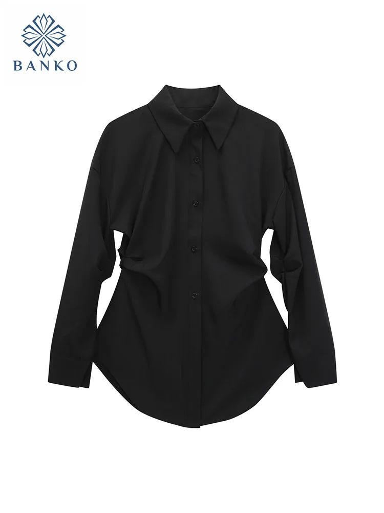 

Японские простые однотонные рубашки, повседневные блузки с воротником-поло, классические свободные топы унисекс, уличная одежда, высокое качество, для официальных мероприятий