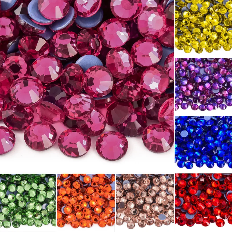 hot fix rhinestones 32 colors 6 sizes crystal AB high quality glass strass iron on for DIY clothes