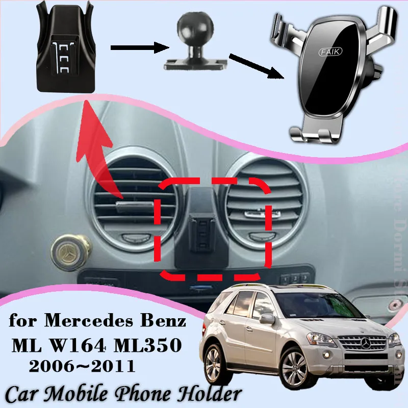 

Автомобильный держатель для мобильного телефона для Mercedes Benz ML W164 ML350 2006 ~ 2011 AMG, вращающийся на 360 градусов, GPS, специальное крепление, аксессуары для поддержки