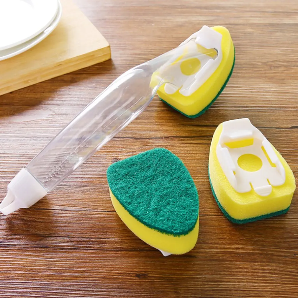 

8Pcs Sponge Brush Head Reusable Replacement Handle Soap Dispenser Brush Head Dish Bowls Sink Home Kitchen Washing Cleaning Tools