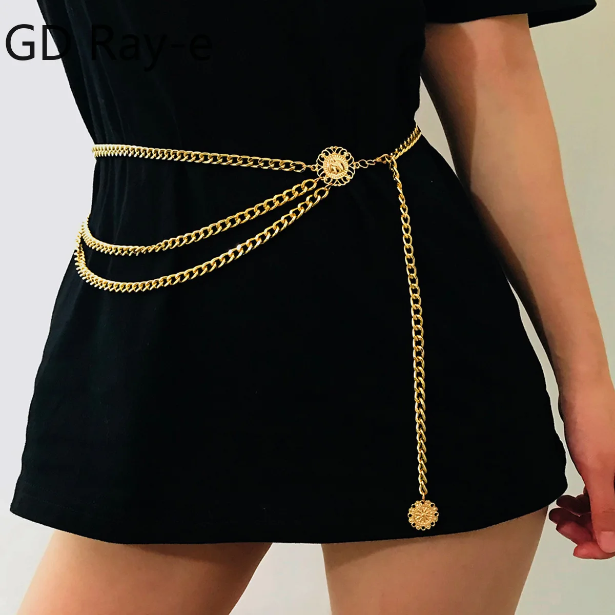 Sexy Waist Chain Vintage Gothic Belly Chain Gold Exaggerated Link Body