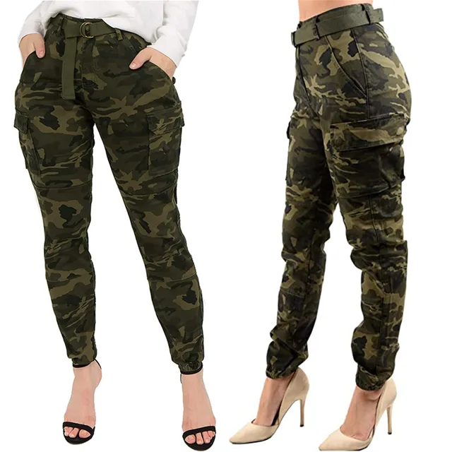 Women Slim Fit Cargo Pants With Belt