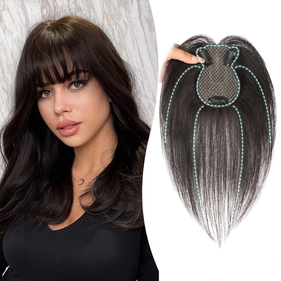 Synthteic straight hair topper with side bang 3clip in hair extenstion for white women korean comics style cover white less hair термокружка pyramid dc comics batman straight outta gotham