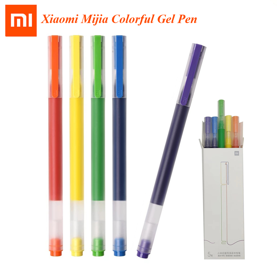 Xiaomi Mijia Pen Colorful Super Durable Gel Pen cute 5 Colors Mi Pen 0.5mm Gel pen kawaii School Office stationery supplies