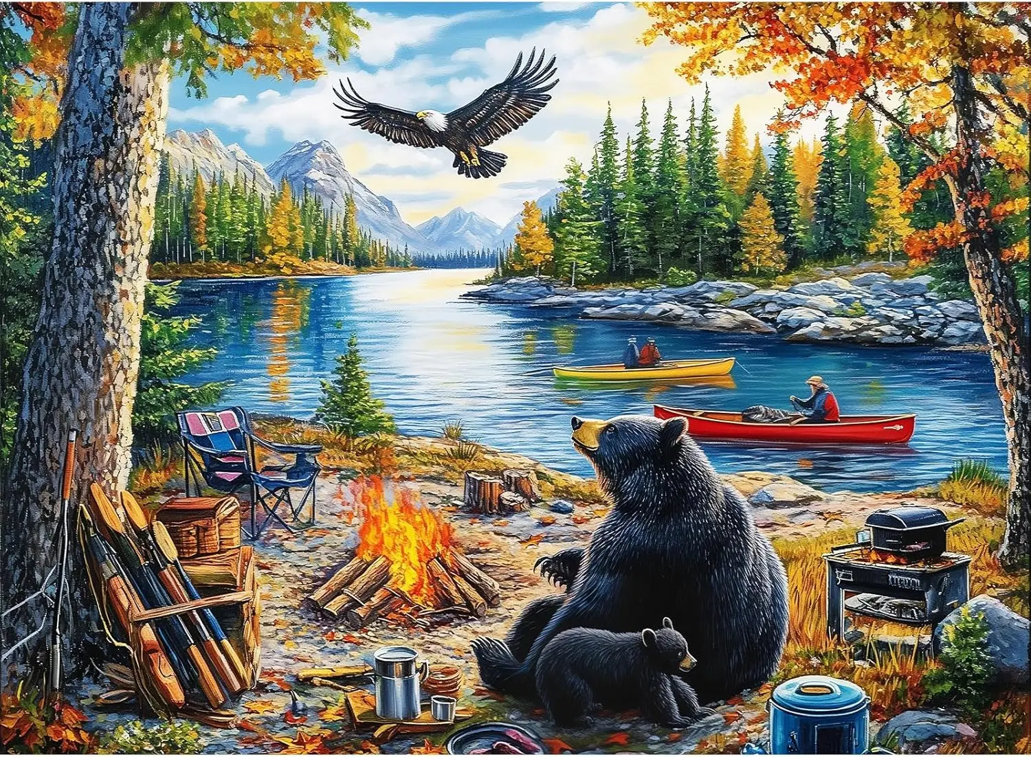 Cat Family Picnic Puzzles 1000/500/300 pieces for family activity