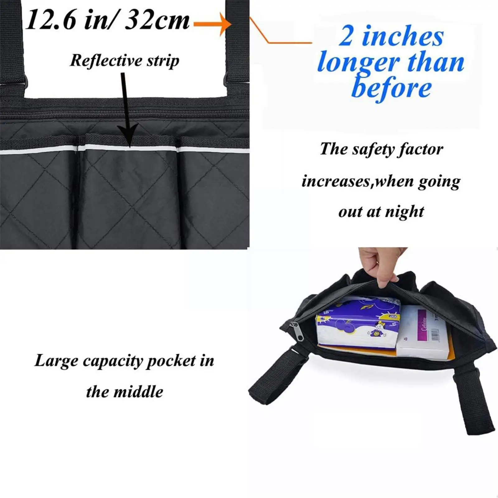 1pc Multi-pocket Wheelchair Hanging Bag Electric Wheelchair Home Storage Armrest Side Armrest Storage Bag Bag I1l1