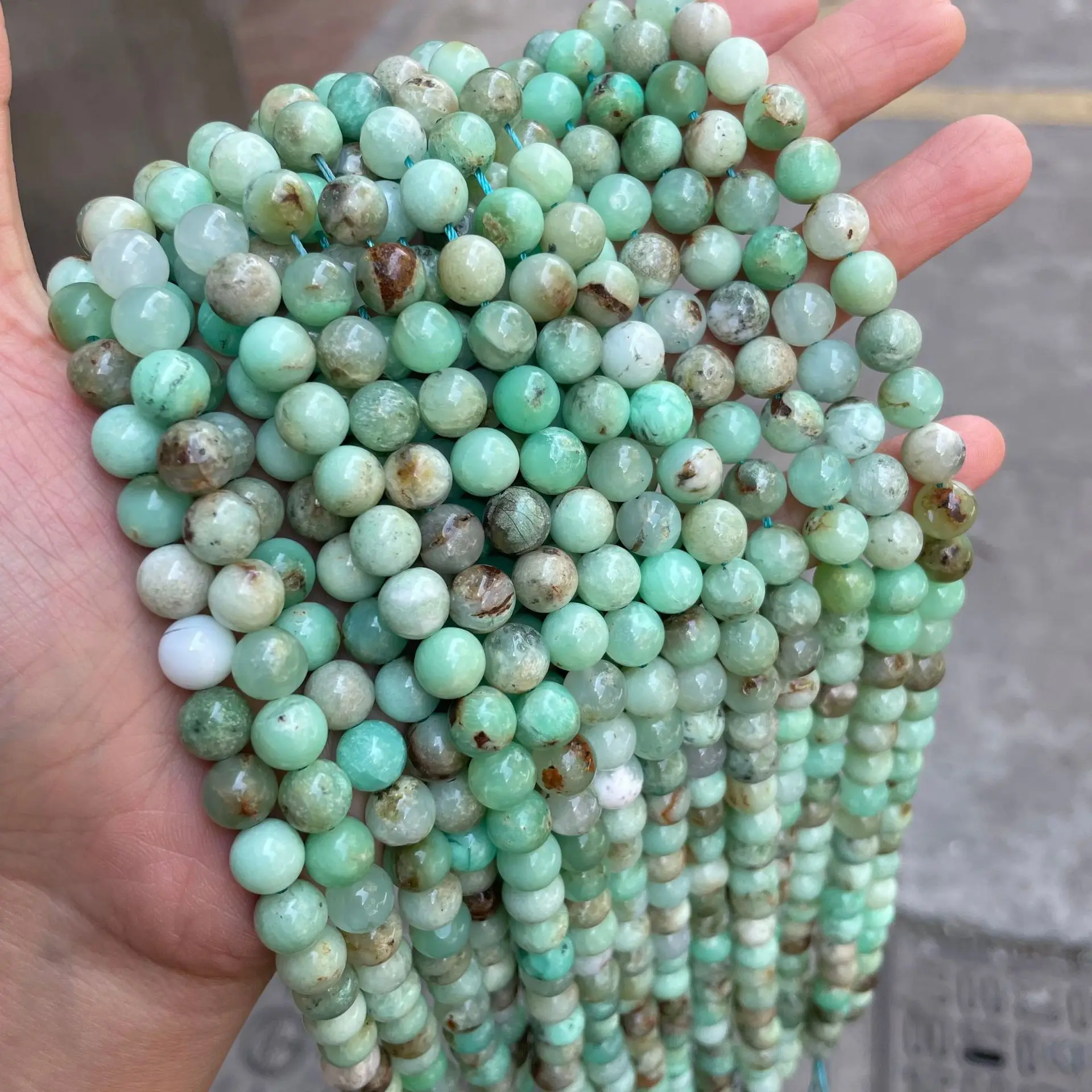 

Natural Stone Australian Jade Round Loose Chrysoprase Beads for Jewelry Making 6 8 10 mm Diy Bracelets Necklaces