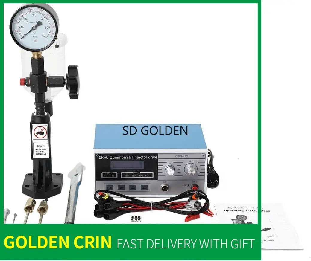 Common Rail Injector Tester Kit, 600 Bar 8700PSI CRC Multi Function Diesel Common Rail Injector Tester + S60H Fuel Nozzle