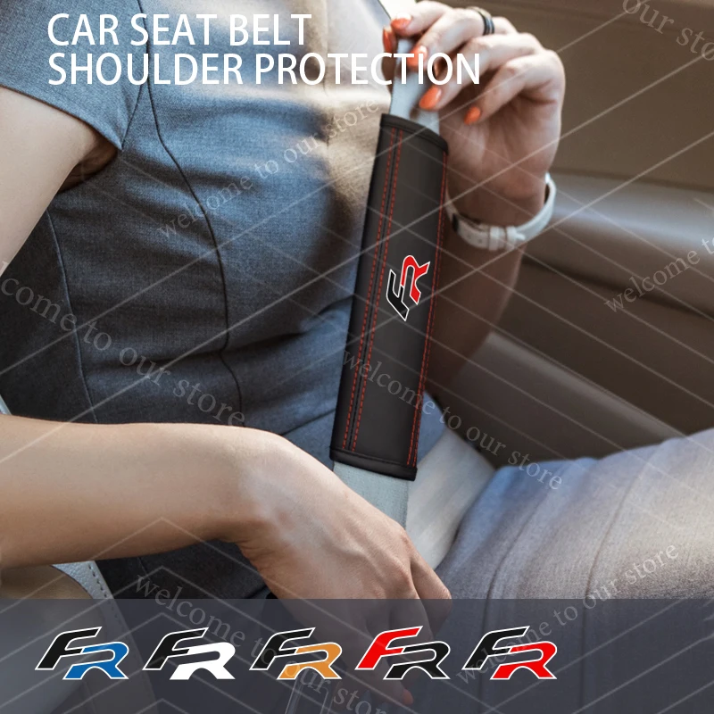 Car Seat Belt Cushion Safety Belt Leather Shoulder Protector Pad Accessories for Leon Arona Ibiza Arosa Alhambra Exeo Ateca