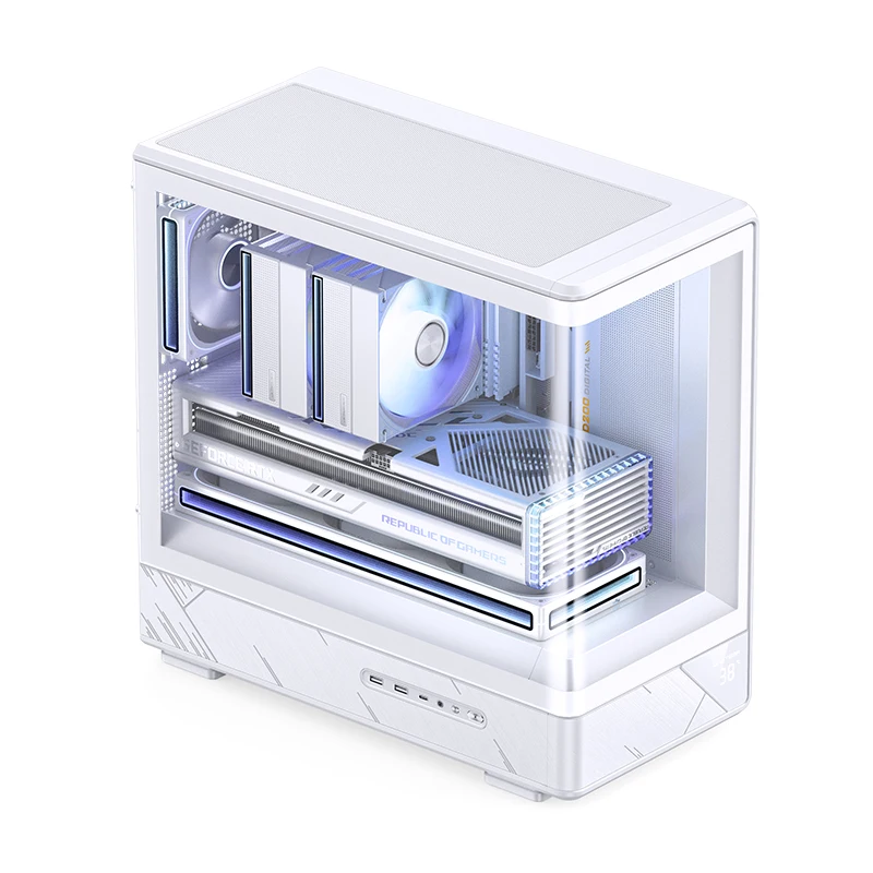 JONSBO D200 MATX 컴퓨터 케이스 기둥이없는 바다 전망 룸 데스크탑 게임 섀시 240 수냉 디지털 디스플레이 화면