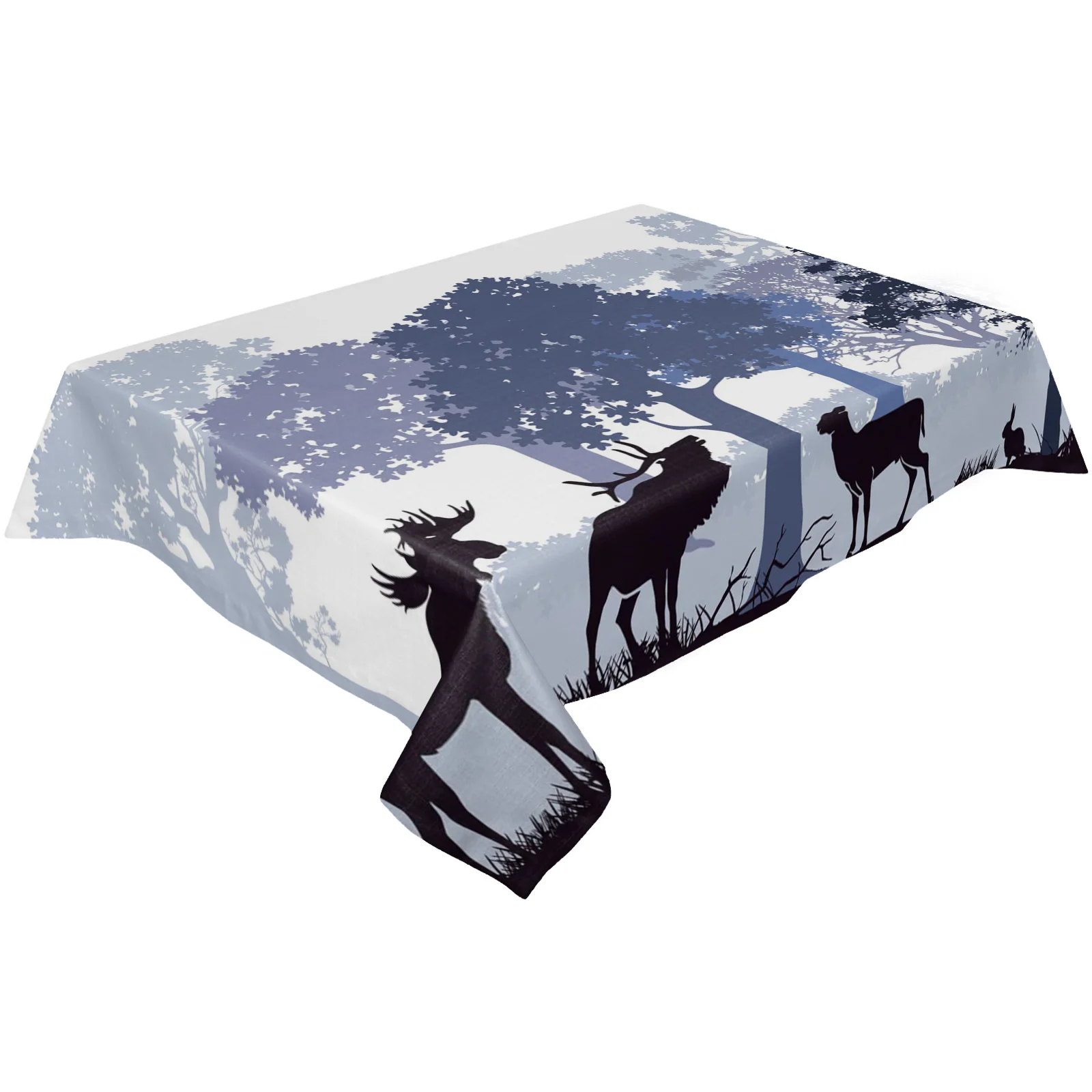 Forest Elk Rabbit Oak Woods Waterproof Tablecloth Chair Covers Spandex Chair Cushion Cover Chair
