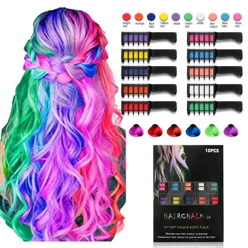 Braided Hair Oraent Kids Pretend Play Set,DIY Hair Chalk Salon,Hair Color  Strick Set