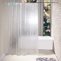 Waterproof Shower Curtain Bathroom Screens with Hook Bathtub Curtain 3D Mildew Proof Bath Curtains Translucent Bathtub Partition