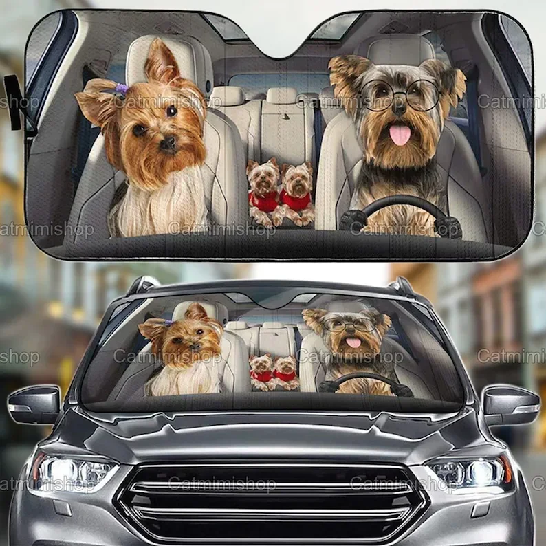 

Автомобильный солнцезащитный козырек Yorkie Terrier, солнцезащитный козырек для лобового стекла, декор для машины йоркширского терьера, новые автомобильные подарки LNG102