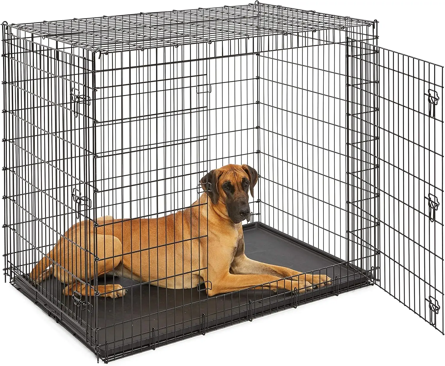 Solutions Series XXL Double Door 54-Inch Dog Crate for the Largest Breeds, Sturdy Drop Pin Assembly, Black E-Coated, SL54DD