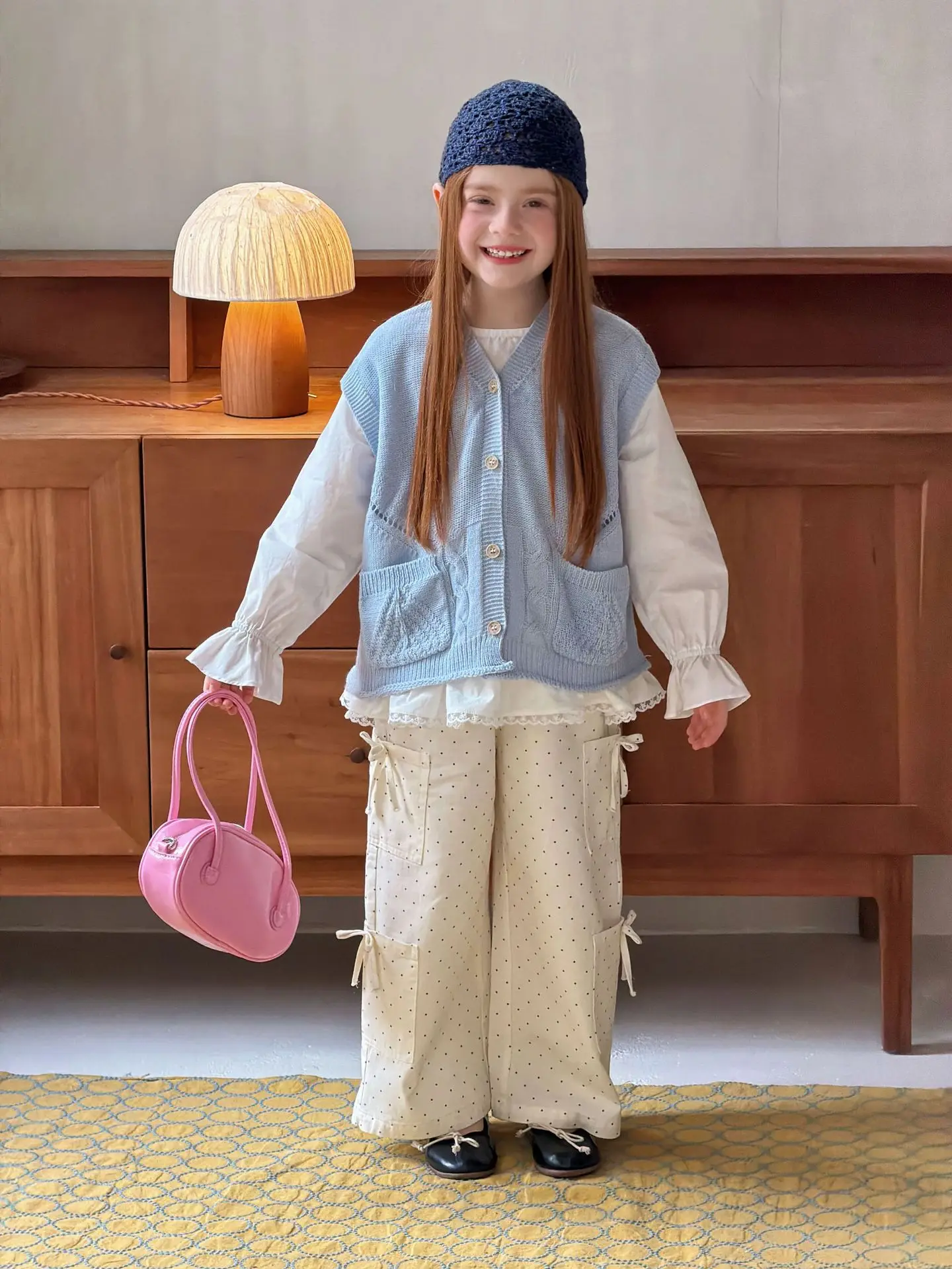 2026 봄 가을 신상 여아 한국 스타일 루즈핏 니트 탱크탑 베스트 다용도 여아 싱글 브레스티드 베스트