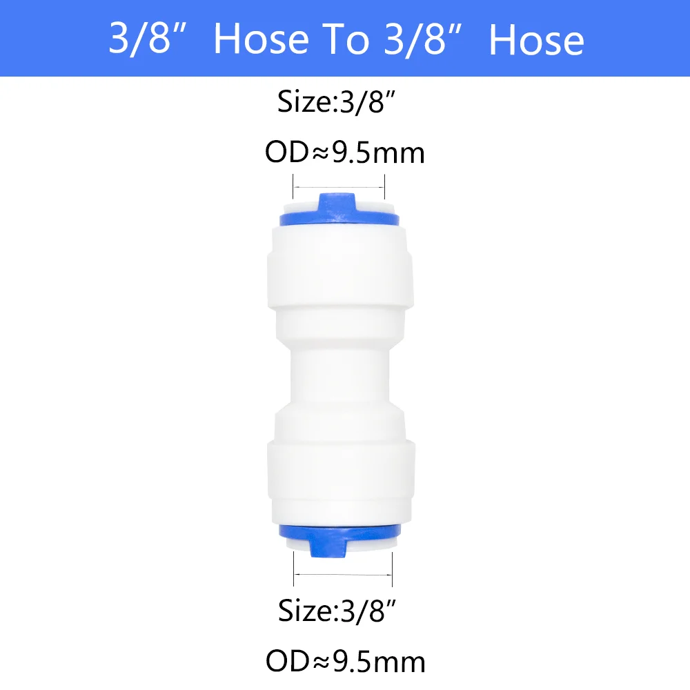 Ro Water Quick Connector Straight OD Push RO Aquarium Accessories Tube Pipe Fitting 3/8