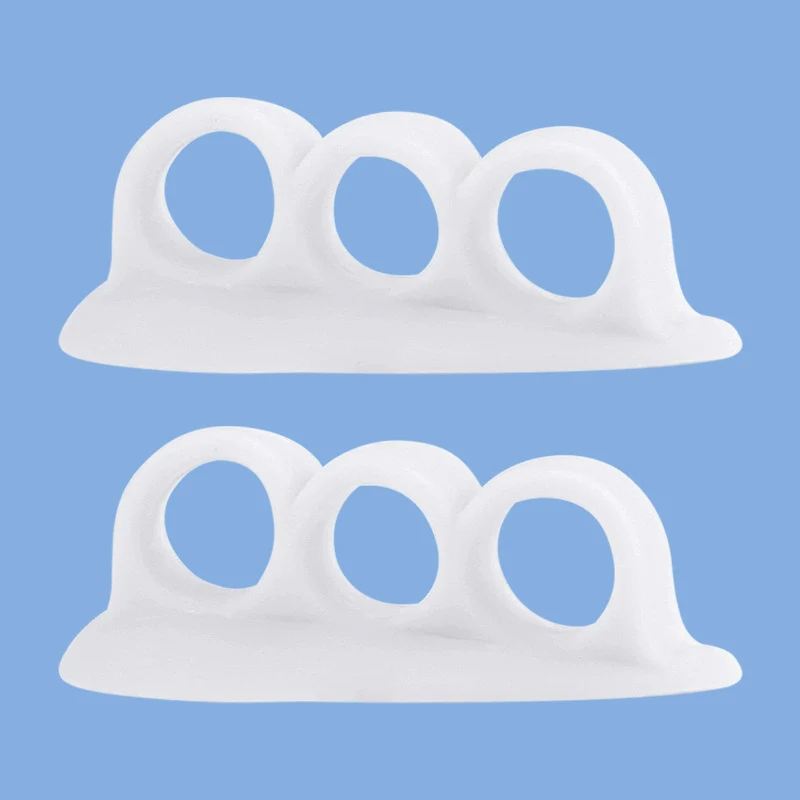 Silicone Foot Finger Separator With 3 Holes Overlapping Toe Straightener Daily Bunion Corrector Pedicure Care Tool 1Pair toe separators toe spreader toe corrector finger toe separator