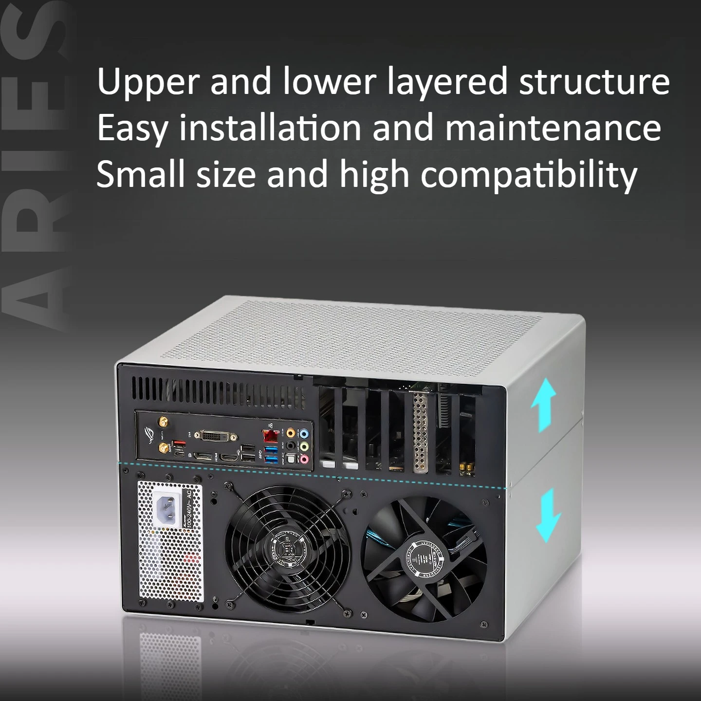 Aries 8베이 NAS 수직 섀시, 2mm 양극 처리된 알루미늄, ATX 마더보드 |   SFX 전원 공급 장치 SATA/SAS 백플레인