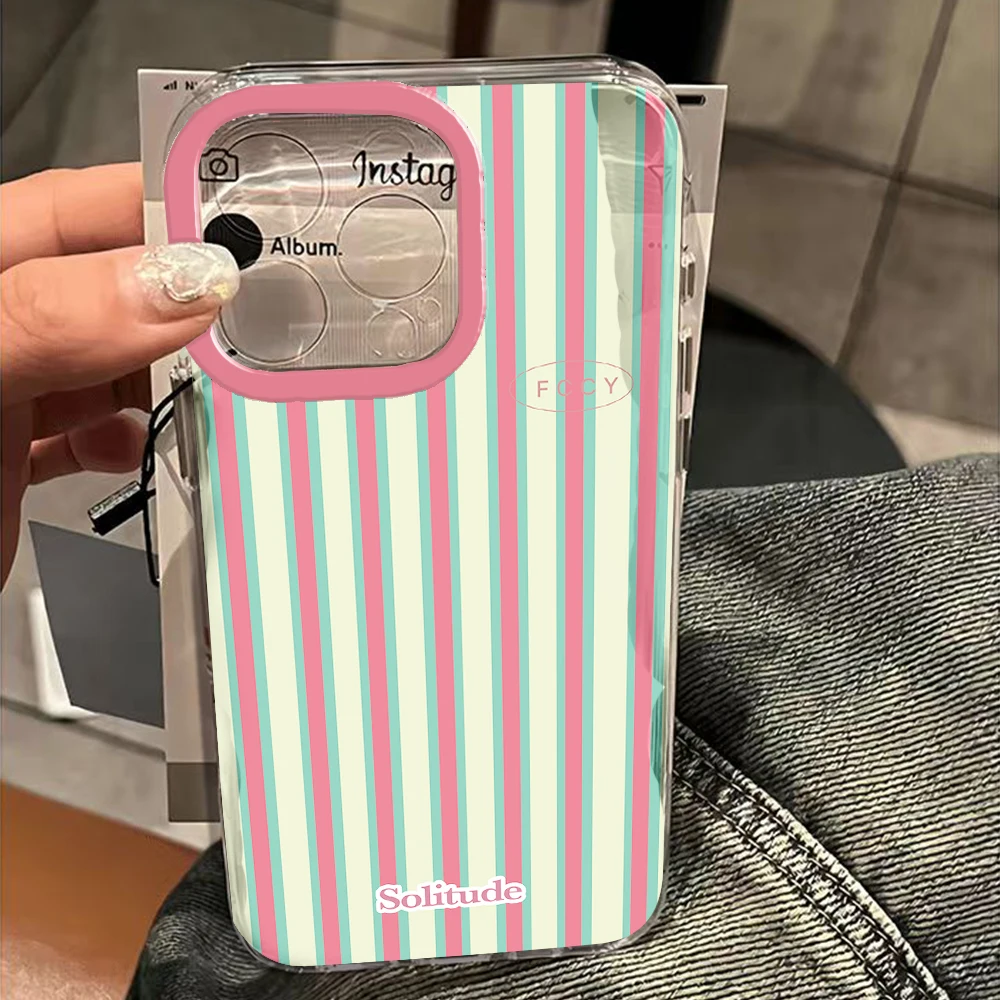 Korean Fashion Pink Texture Clear Phone Case