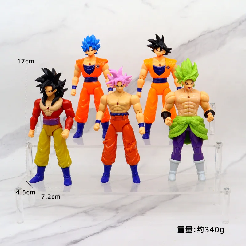 5Pcs/Set Anime Dragon Ball Son Goku Joint Moveable Black Hair Goku Action Figure Gk Statue Figurine Doll Model Toys Gifts images - 6