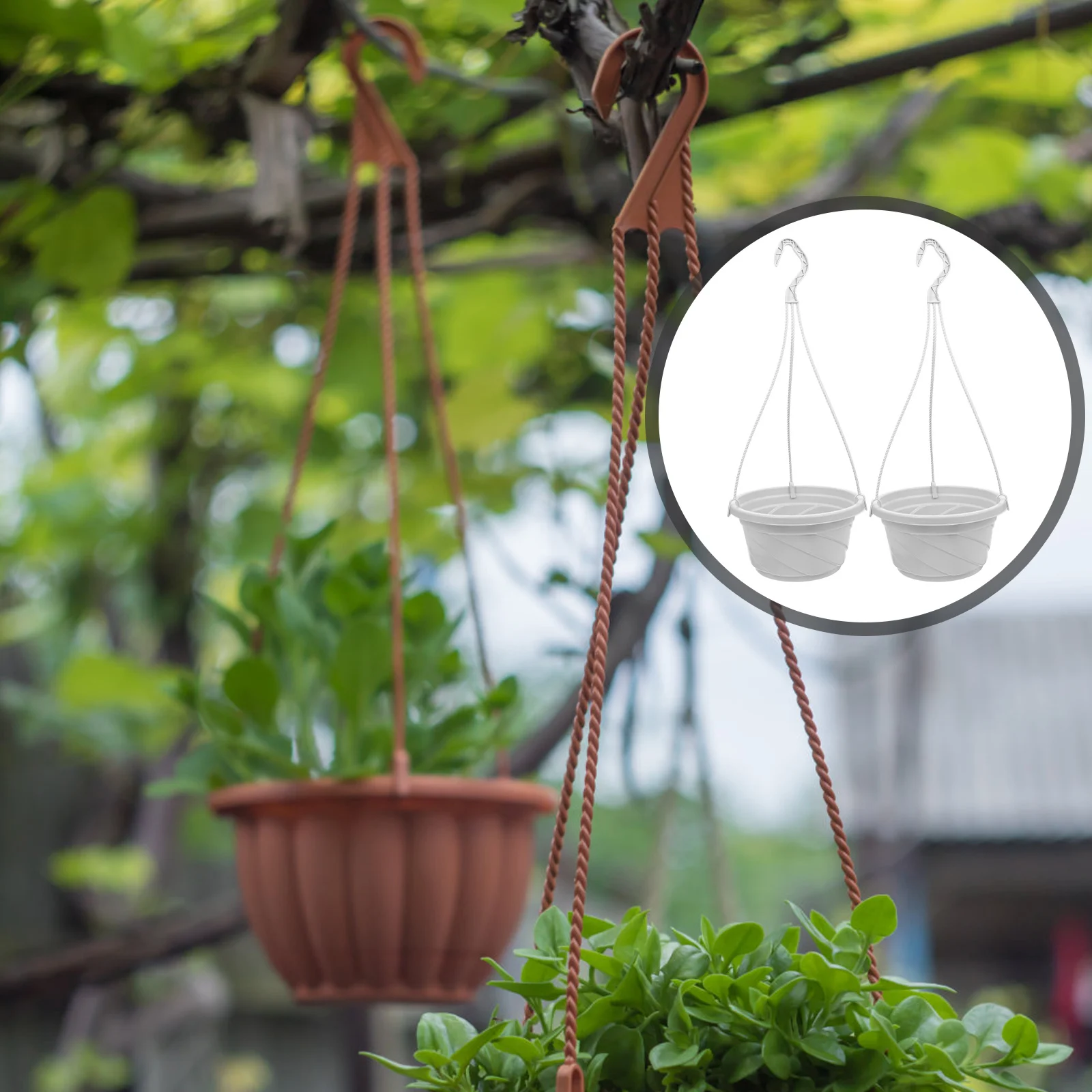 

Hanging Type Flower Basket Octagonal Plastic Flower Pot Decors Plastic Hanging Plant Pot Adornments Home Decor