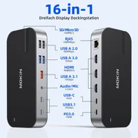 MOKiN 16 in 1 Docking Station USB C Dock Triple Monitor,3 HDMI,10Gbps USB 3.1,RJ45,SD/TF,Audio,PD 100W Adapter,For MacBook Dell - Image 2